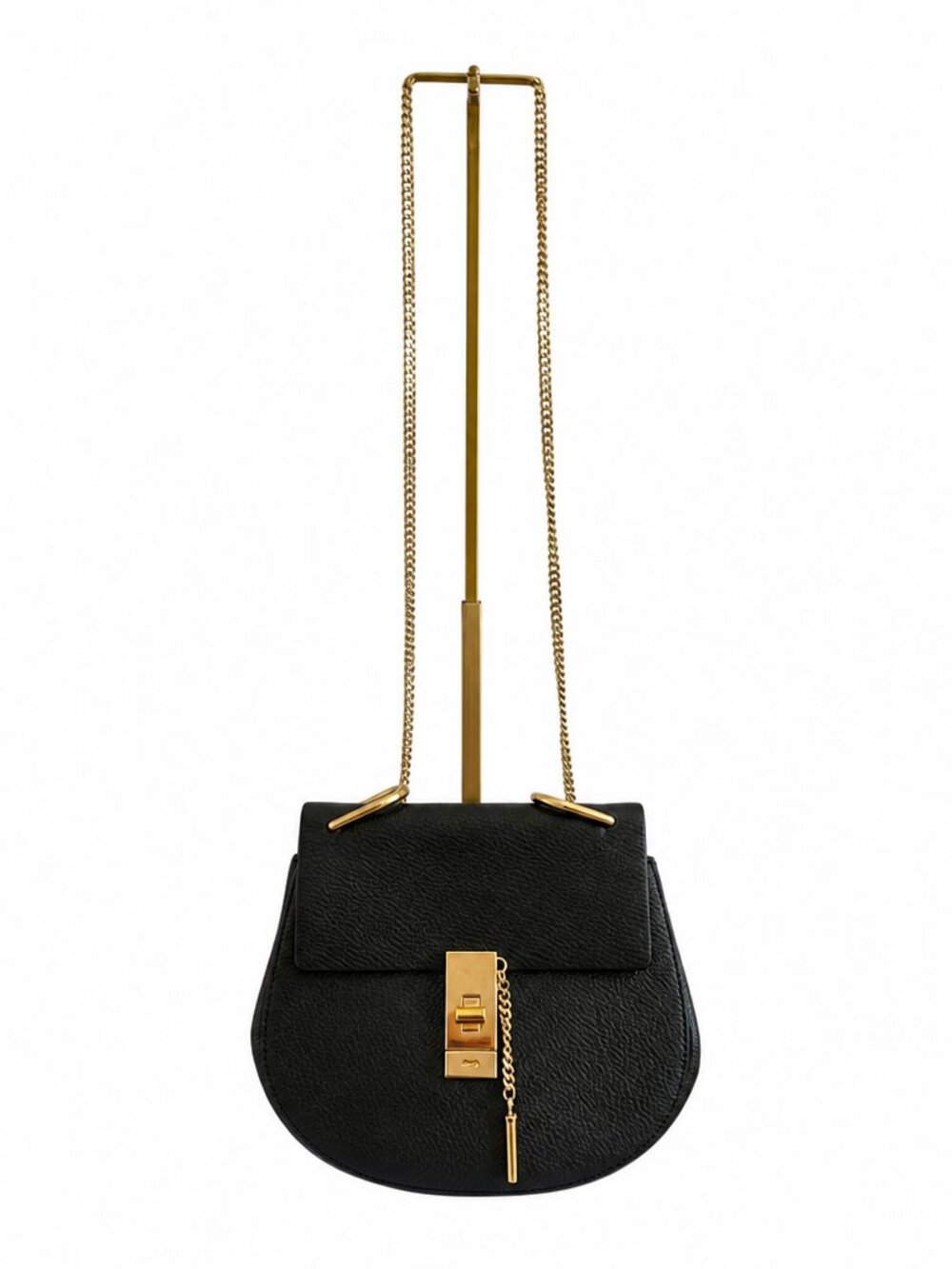 Chloé Drew Black Leather Shoulder Bag EUC/Gold Chain & Hardware/Made in Italy